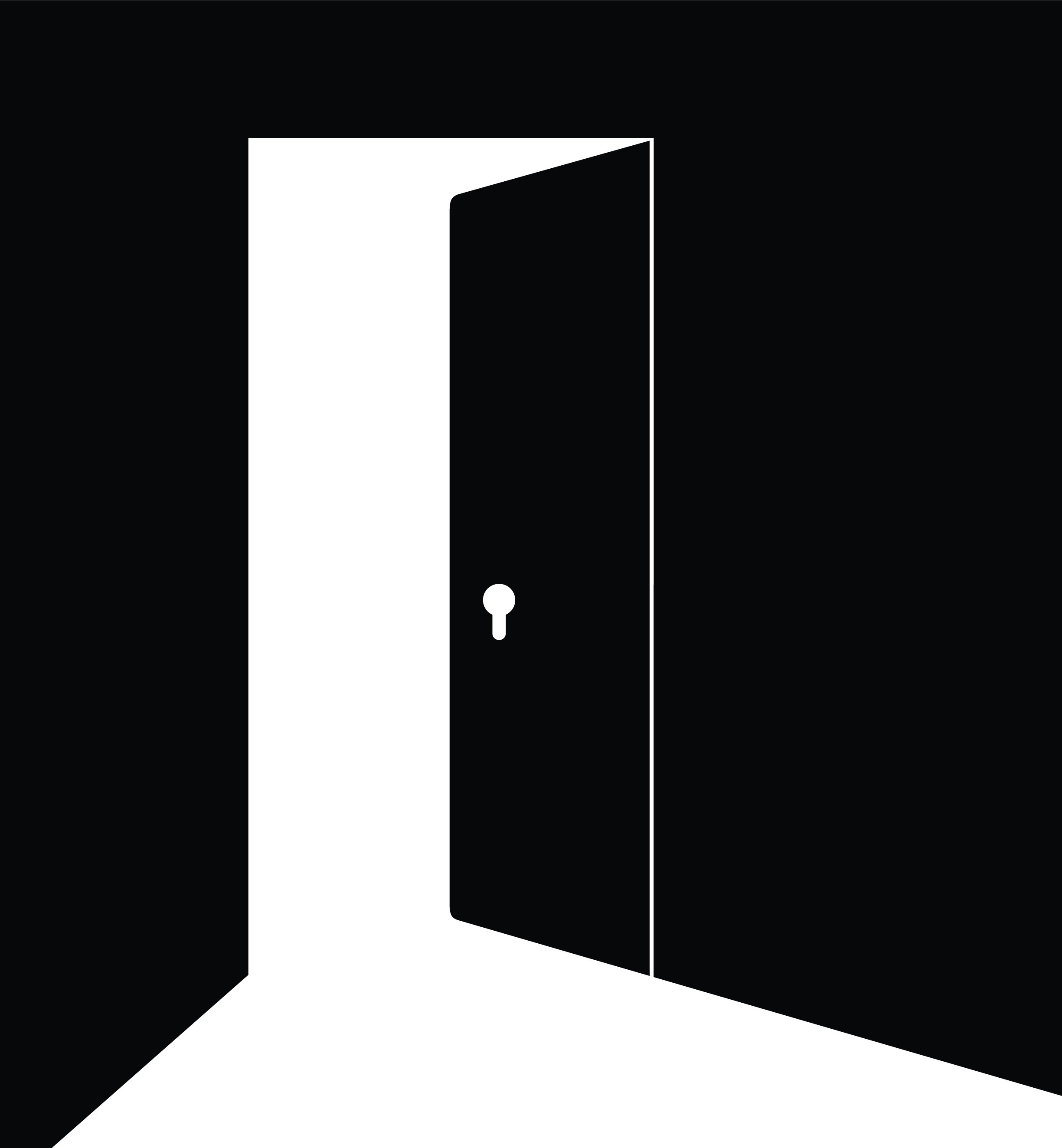 silhouette of door opening with light shining through